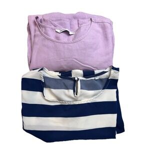 Lot of 2 Size XL Summer Dress Babydoll Fit &‎ Flare Sundress Lilac / Stripes